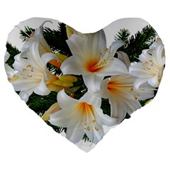 Lilies Belladonna White Flowers Large 19  Premium Heart Shape Cushions