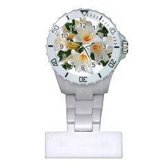 Lilies Belladonna White Flowers Plastic Nurses Watch by Pakrebo