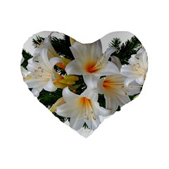 Lilies Belladonna White Flowers Standard 16  Premium Flano Heart Shape Cushions