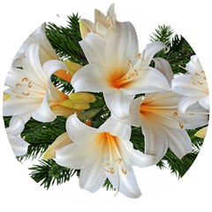 Lilies Belladonna White Flowers Wooden Puzzle Round by Pakrebo