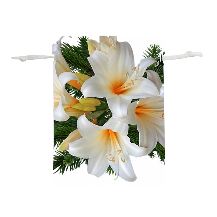 Lilies Belladonna White Flowers Lightweight Drawstring Pouch (L)