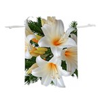 Lilies Belladonna White Flowers Lightweight Drawstring Pouch (L) Back