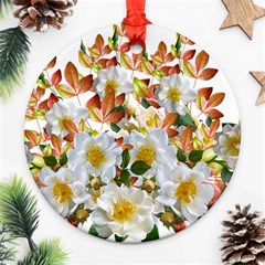 Flowers Roses Leaves Autumn Ornament (round)