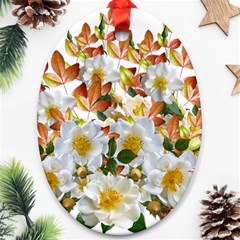 Flowers Roses Leaves Autumn Ornament (oval) by Pakrebo