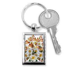 Flowers Roses Leaves Autumn Key Chain (rectangle) by Pakrebo