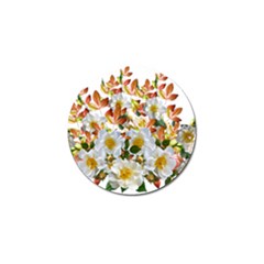 Flowers Roses Leaves Autumn Golf Ball Marker