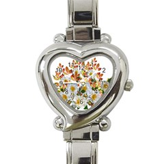 Flowers Roses Leaves Autumn Heart Italian Charm Watch