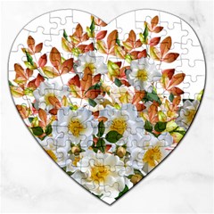 Flowers Roses Leaves Autumn Jigsaw Puzzle (heart)