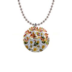 Flowers Roses Leaves Autumn 1  Button Necklace by Pakrebo