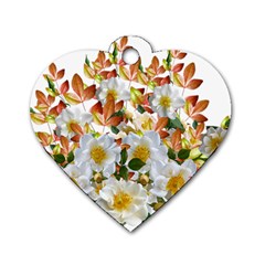 Flowers Roses Leaves Autumn Dog Tag Heart (one Side)