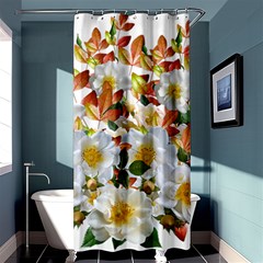 Flowers Roses Leaves Autumn Shower Curtain 36  X 72  (stall)  by Pakrebo