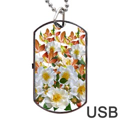 Flowers Roses Leaves Autumn Dog Tag Usb Flash (two Sides) by Pakrebo