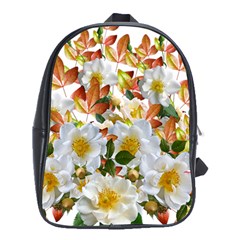 Flowers Roses Leaves Autumn School Bag (xl)