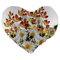 Flowers Roses Leaves Autumn Large 19  Premium Heart Shape Cushions by Pakrebo