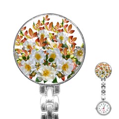 Flowers Roses Leaves Autumn Stainless Steel Nurses Watch