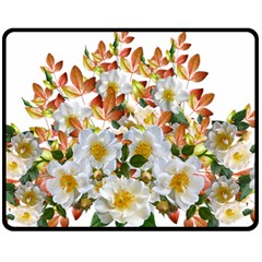 Flowers Roses Leaves Autumn Double Sided Fleece Blanket (medium)  by Pakrebo