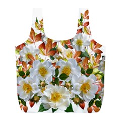 Flowers Roses Leaves Autumn Full Print Recycle Bag (l)