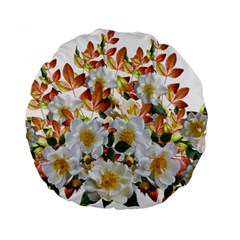 Flowers Roses Leaves Autumn Standard 15  Premium Flano Round Cushions