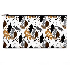 Gray Brown Black Neutral Leaves Pencil Cases by bloomingvinedesign