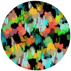 Paint Brushes On A Black Background                             Wooden Puzzle Round