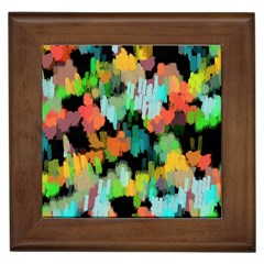 Paint Brushes On A Black Background                                Framed Tile by LalyLauraFLM