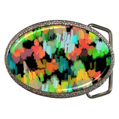 Paint Brushes On A Black Background                                Belt Buckle by LalyLauraFLM