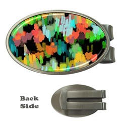 Paint Brushes On A Black Background                                Money Clip (oval)