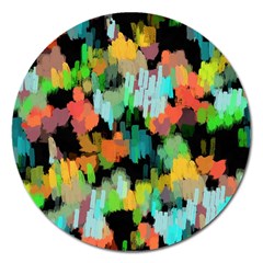 Paint Brushes On A Black Background                                Magnet 5  (round) by LalyLauraFLM