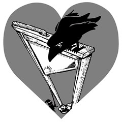 Gallows Raven Chopped Wooden Puzzle Heart by Bajindul