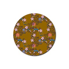 Textile Flowers Pattern Rubber Coaster (round)  by HermanTelo