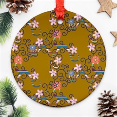 Textile Flowers Pattern Round Ornament (two Sides)