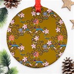 Textile Flowers Pattern Round Ornament (Two Sides) Front