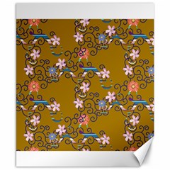 Textile Flowers Pattern Canvas 8  X 10 