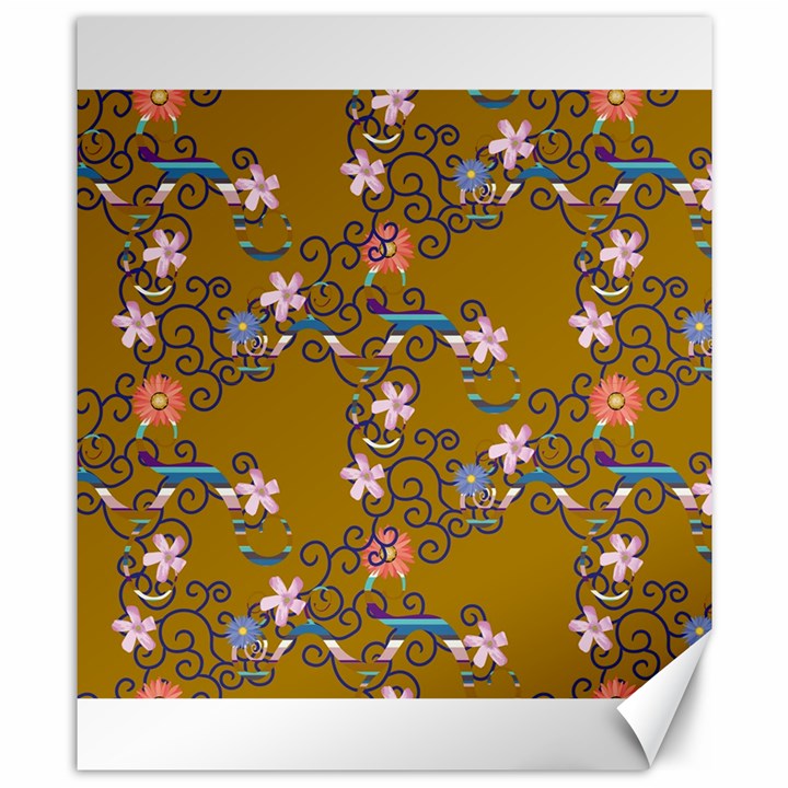 Textile Flowers Pattern Canvas 8  x 10 