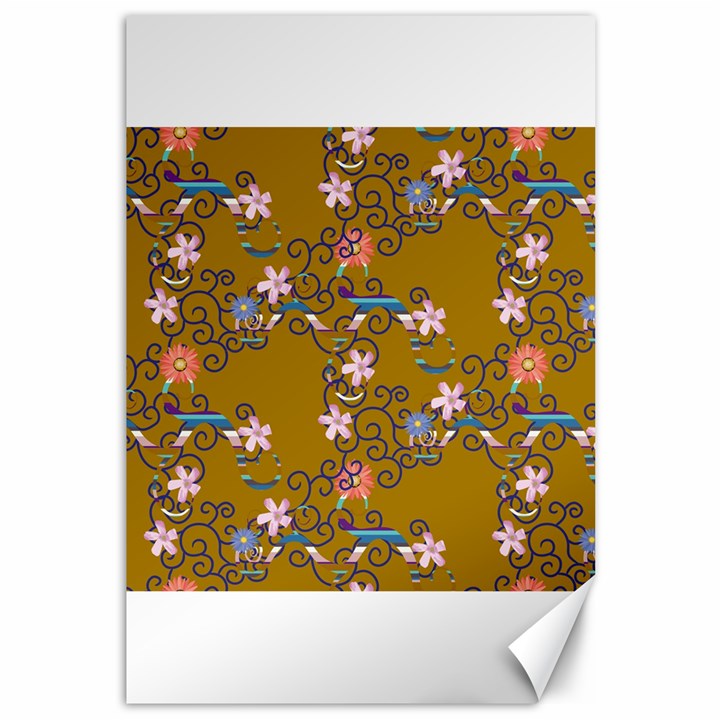 Textile Flowers Pattern Canvas 12  x 18 