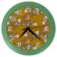 Textile Flowers Pattern Color Wall Clock