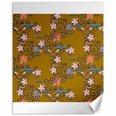 Textile Flowers Pattern Canvas 11  X 14 