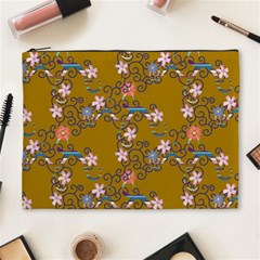 Textile Flowers Pattern Cosmetic Bag (xl)