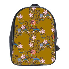 Textile Flowers Pattern School Bag (large)