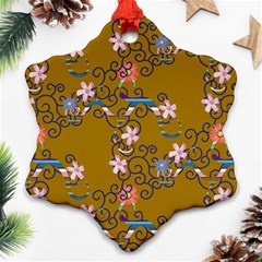 Textile Flowers Pattern Snowflake Ornament (two Sides)