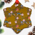 Textile Flowers Pattern Snowflake Ornament (Two Sides) Back