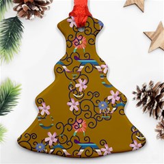 Textile Flowers Pattern Christmas Tree Ornament (two Sides)