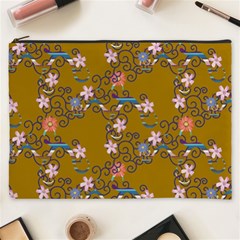 Textile Flowers Pattern Cosmetic Bag (xxxl)