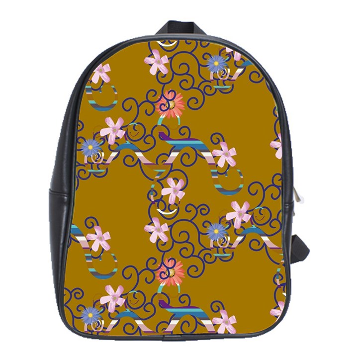 Textile Flowers Pattern School Bag (XL)