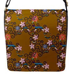 Textile Flowers Pattern Flap Closure Messenger Bag (s)