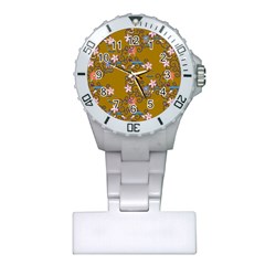 Textile Flowers Pattern Plastic Nurses Watch