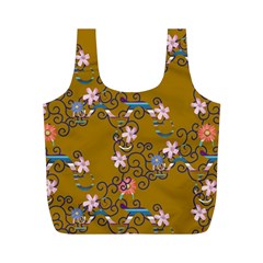 Textile Flowers Pattern Full Print Recycle Bag (m)