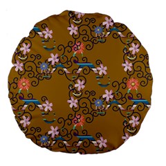 Textile Flowers Pattern Large 18  Premium Flano Round Cushions