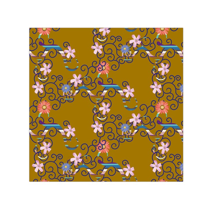 Textile Flowers Pattern Small Satin Scarf (Square)