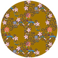 Textile Flowers Pattern Wooden Puzzle Round